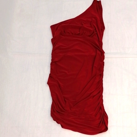 One Shoulder Sexy Red Cocktail Dress Sz Medium - Picture 6 of 10